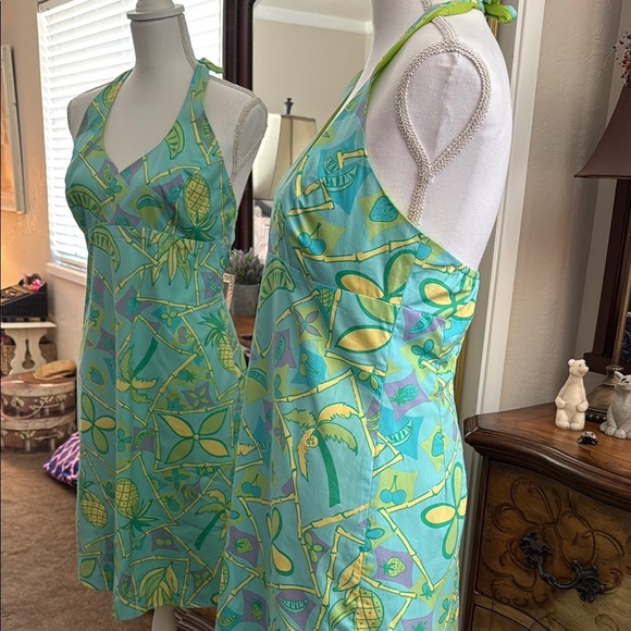 Lilly Pulitzer Resort Halter Dress in Blue and Green - Picture 6 of 9